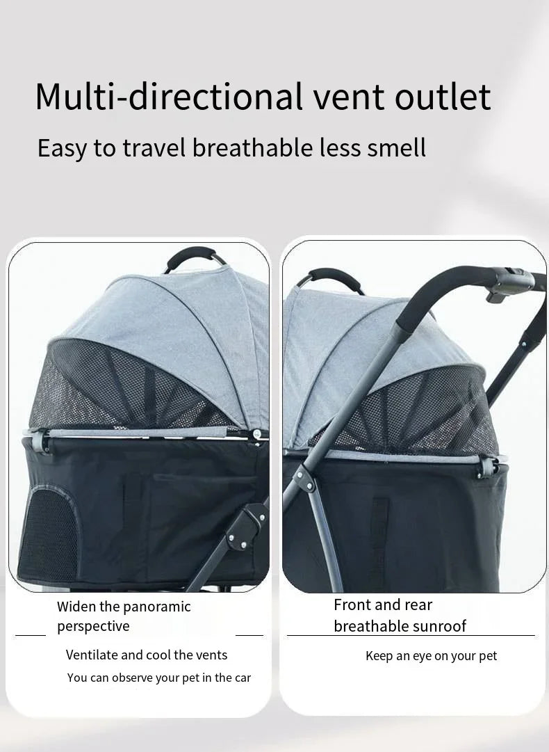 3-in-1 Foldable Pet Stroller & Carrier
