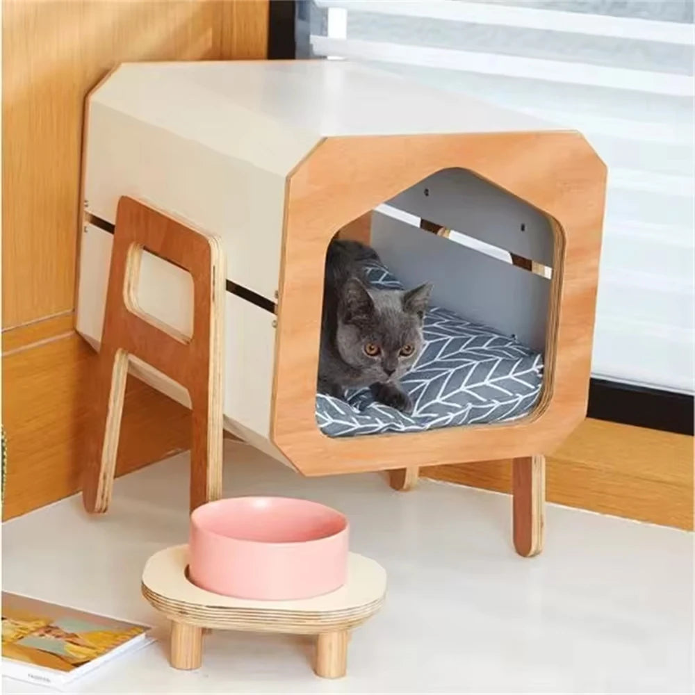 Multifunctional Wooden Pet House & Cage