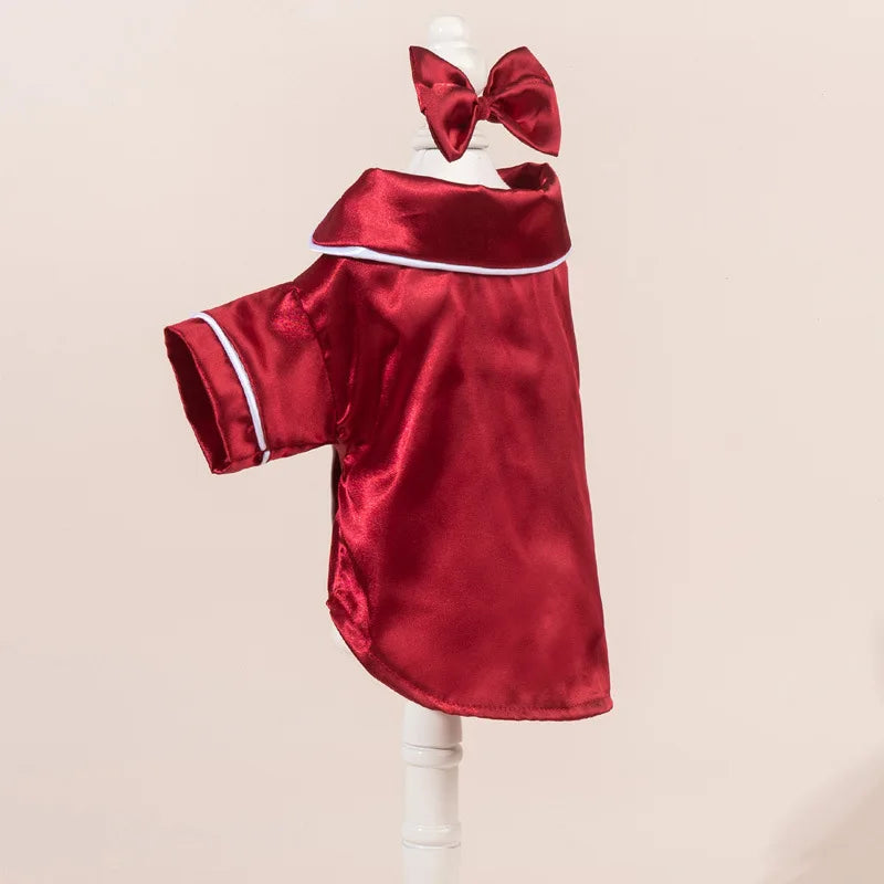 Pet Pajama Set with Flower Headband