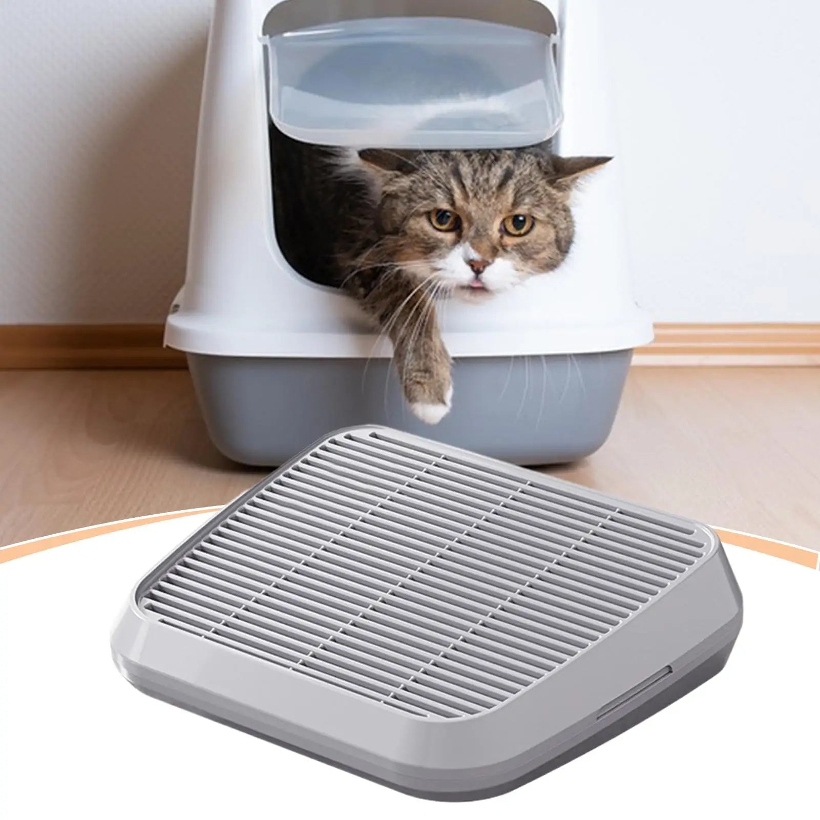 Elevated Anti-Tracking Cat Litter Catcher Tray