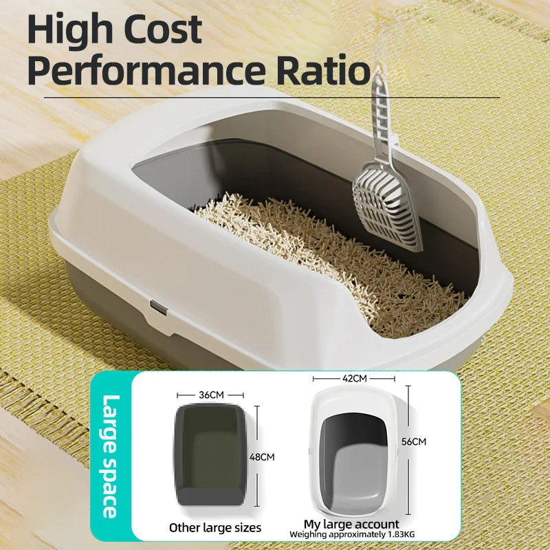 Large Semi-Enclosed Cat Litter Box – Open & Easy Access