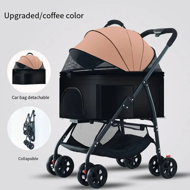 3-in-1 Foldable Pet Stroller & Carrier
