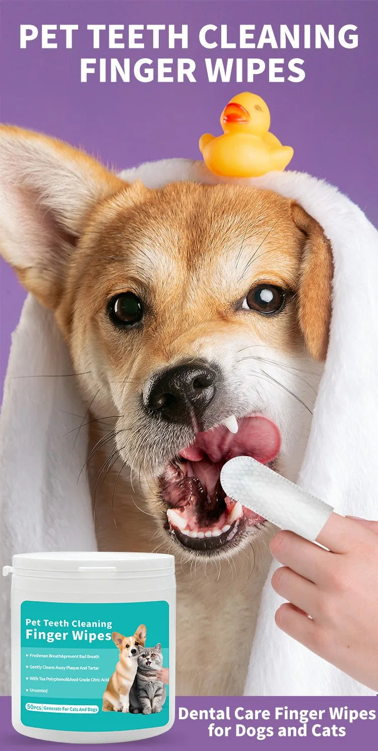 Disposable Pet Finger Toothbrush Wipes