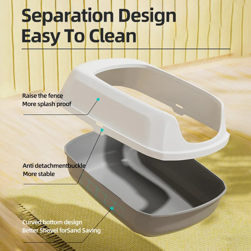 Large Semi-Enclosed Cat Litter Box – Open & Easy Access