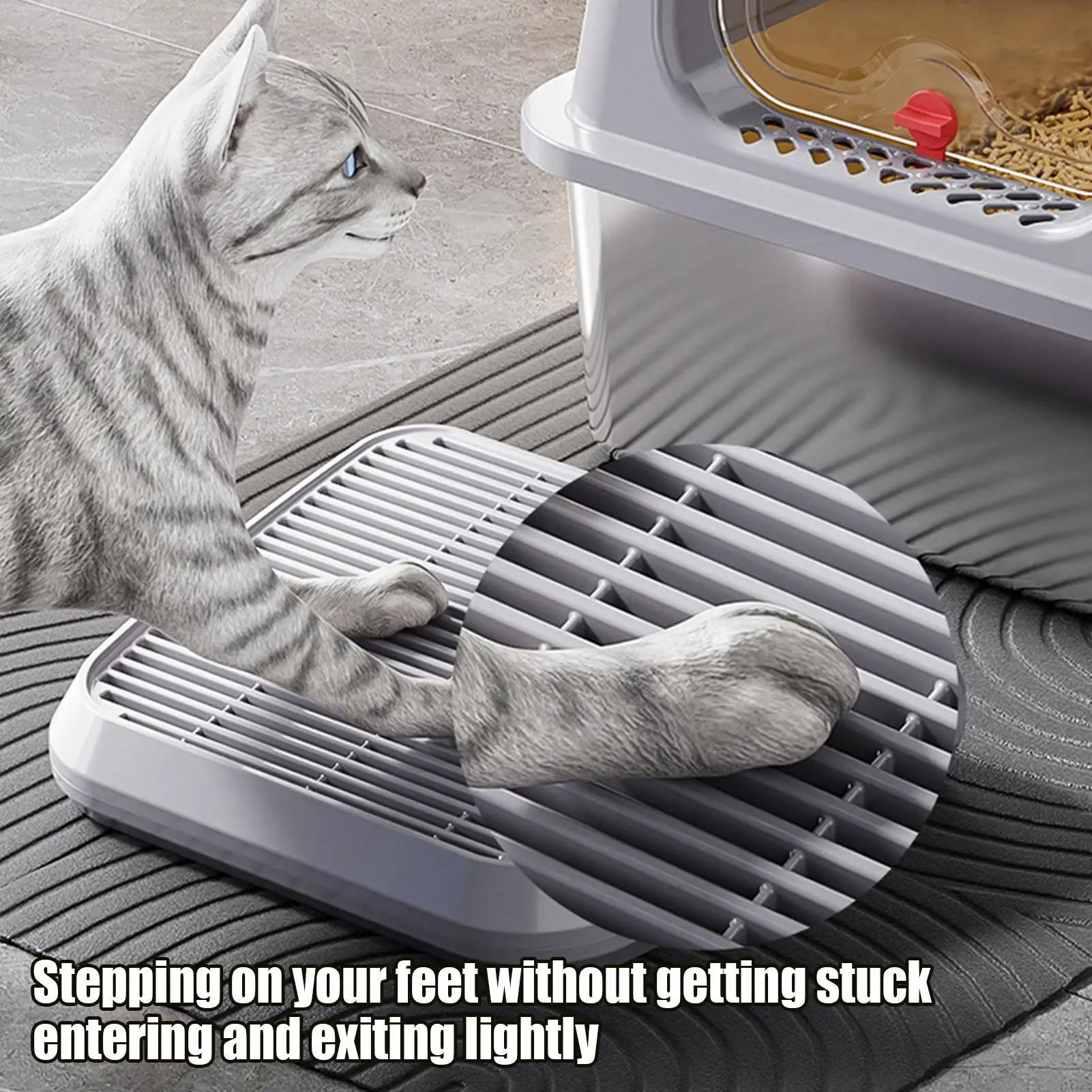Elevated Anti-Tracking Cat Litter Catcher Tray