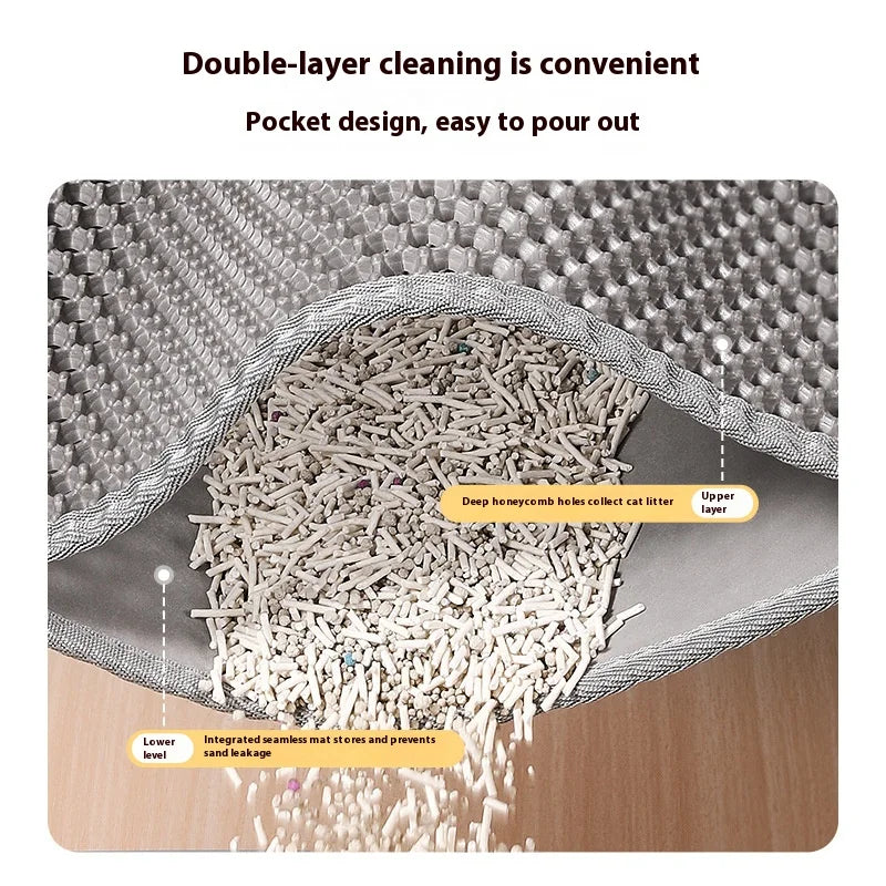Double-Layer Cat Litter Mat with Sand Trap