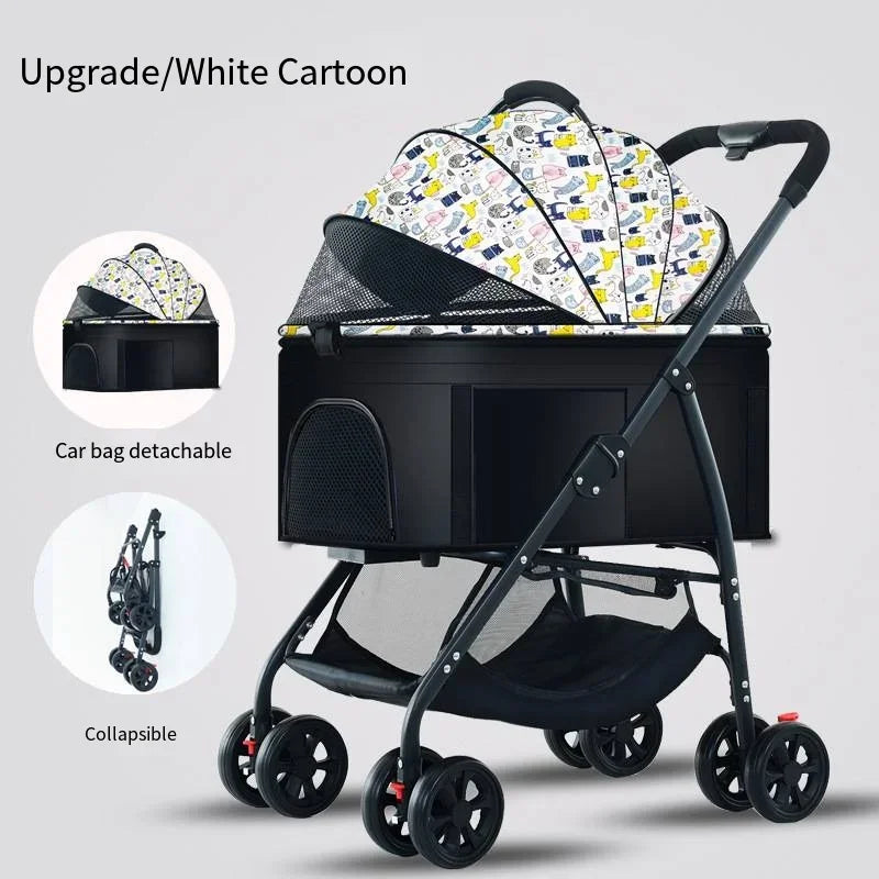 3-in-1 Foldable Pet Stroller & Carrier