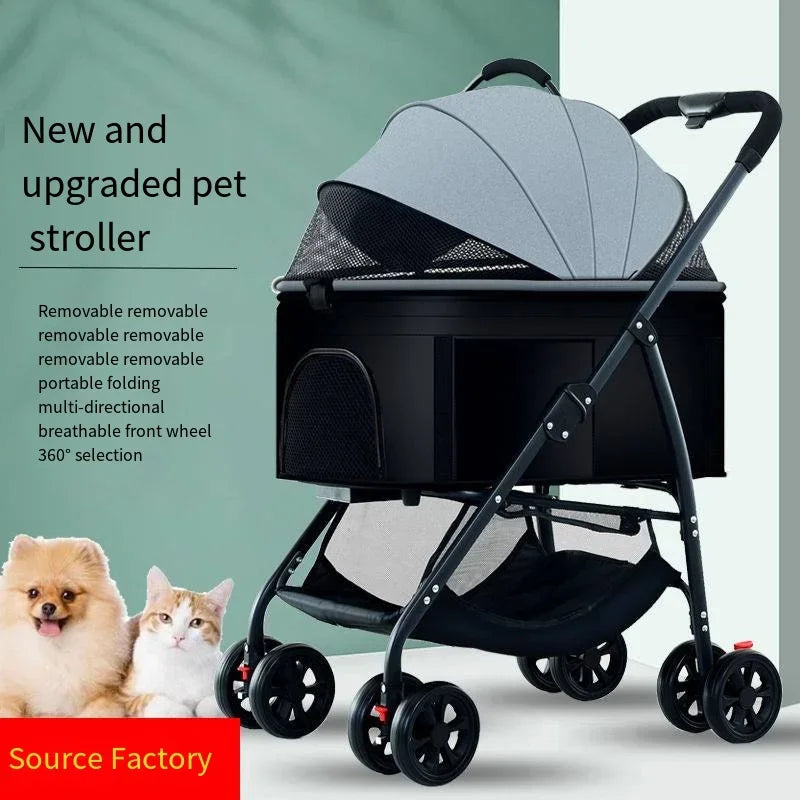 3-in-1 Foldable Pet Stroller & Carrier