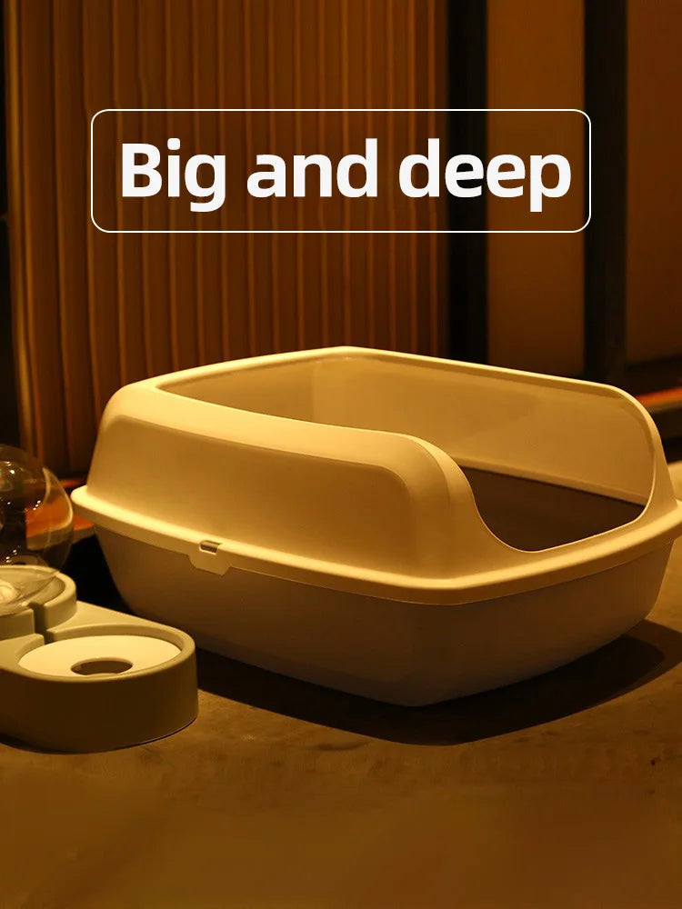 Large Semi-Enclosed Cat Litter Box – Open & Easy Access