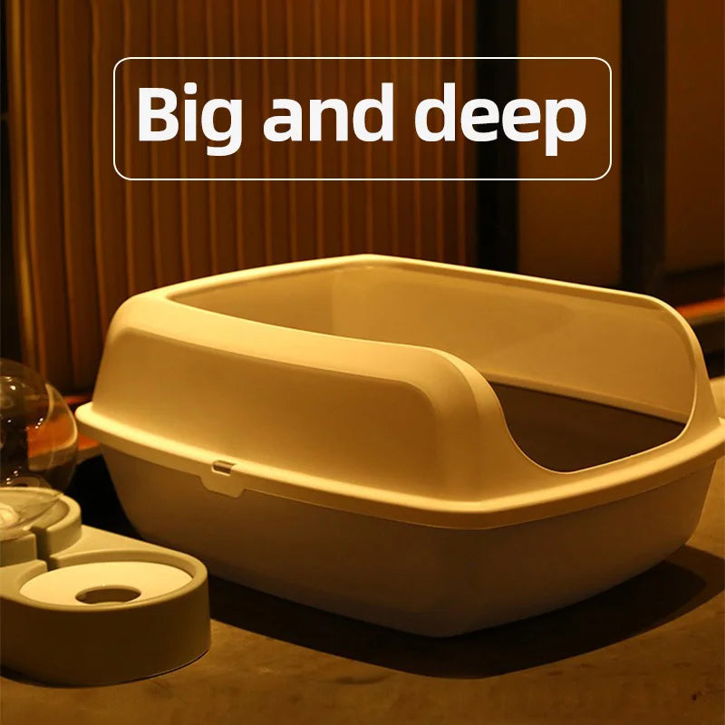Large Semi-Enclosed Cat Litter Box – Open & Easy Access