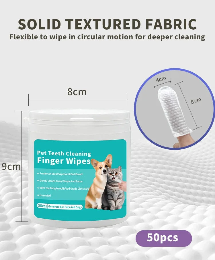 Disposable Pet Finger Toothbrush Wipes