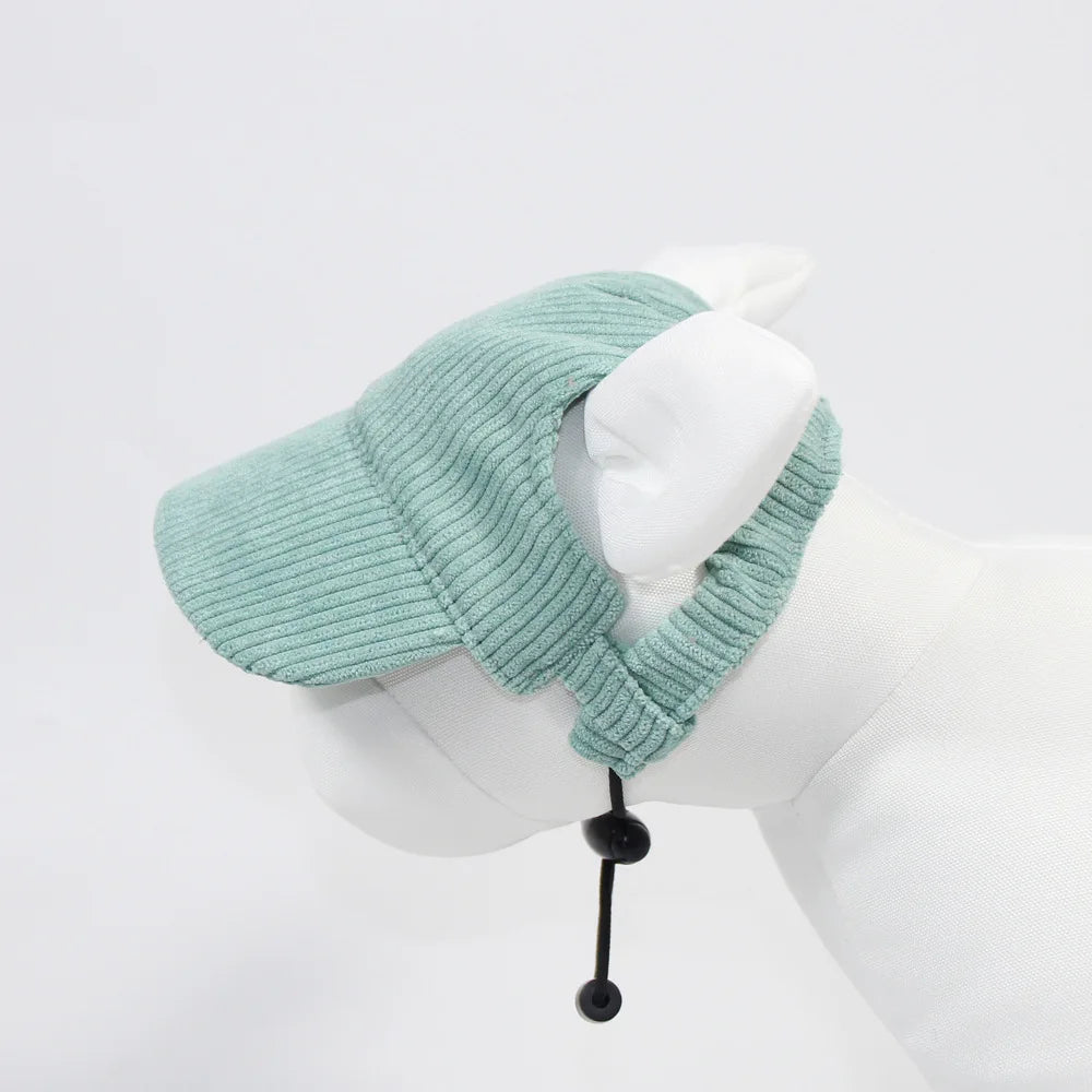 Corduroy Dog Baseball Cap – Stylish Hat with Ear Holes