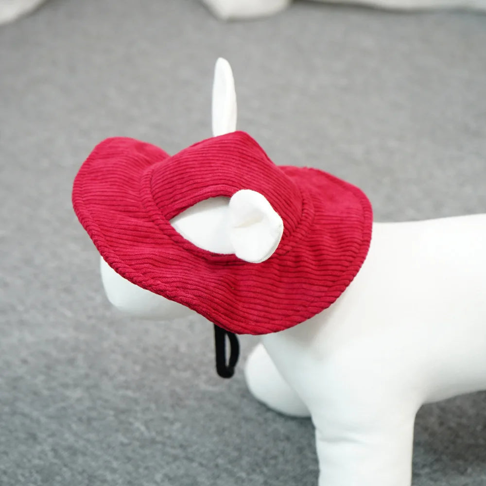 Corduroy Dog Baseball Cap – Stylish Hat with Ear Holes