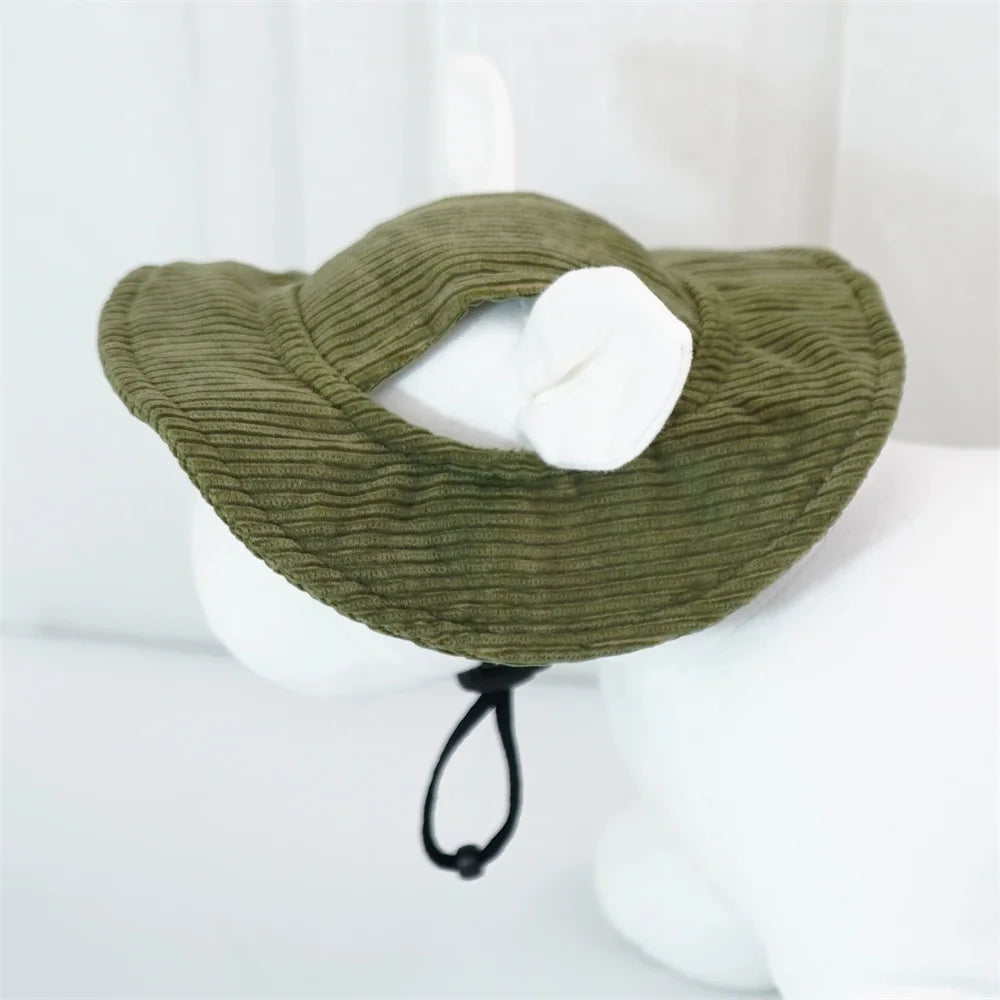 Corduroy Dog Baseball Cap – Stylish Hat with Ear Holes