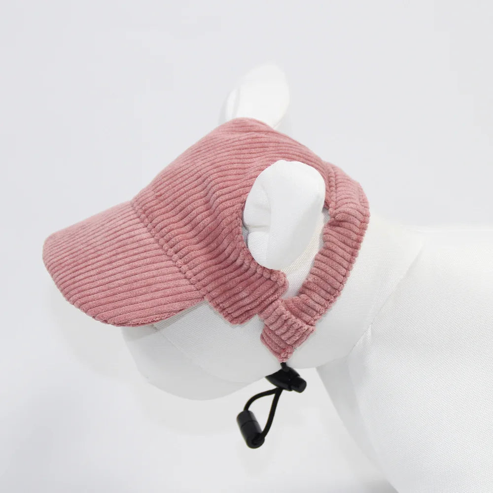 Corduroy Dog Baseball Cap – Stylish Hat with Ear Holes