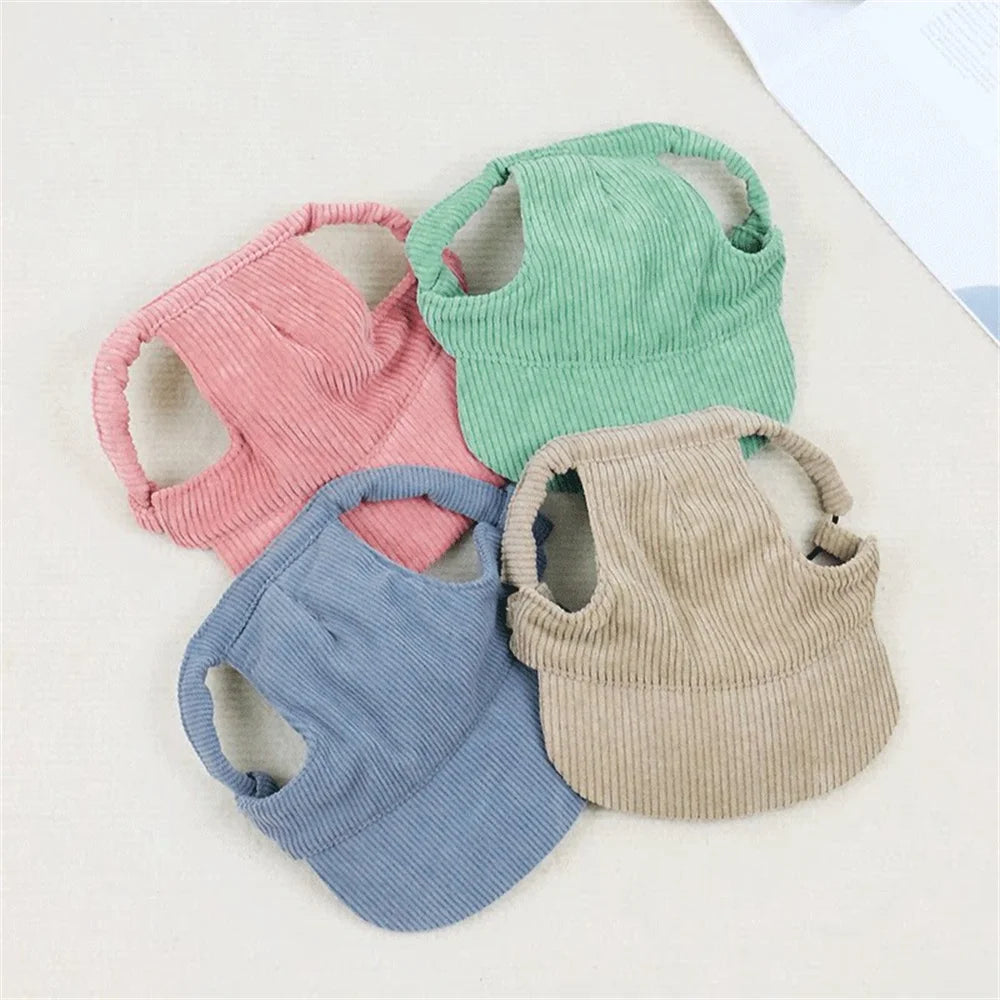 Corduroy Dog Baseball Cap – Stylish Hat with Ear Holes