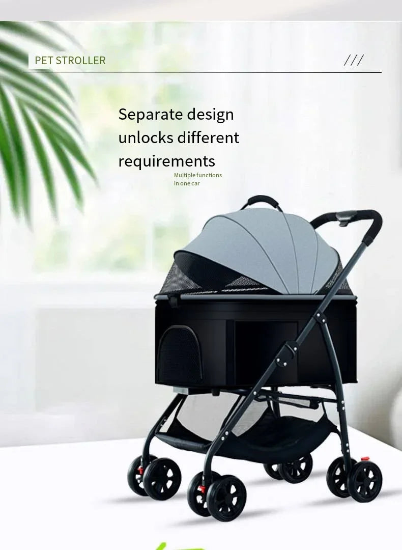 3-in-1 Foldable Pet Stroller & Carrier