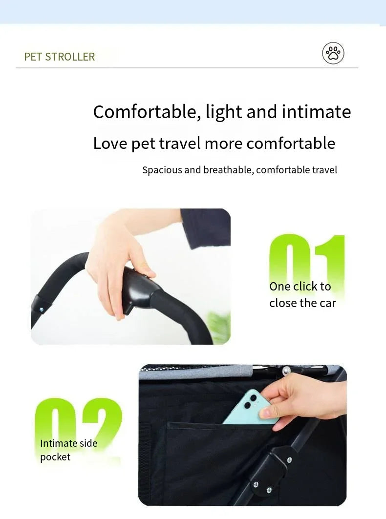 3-in-1 Foldable Pet Stroller & Carrier