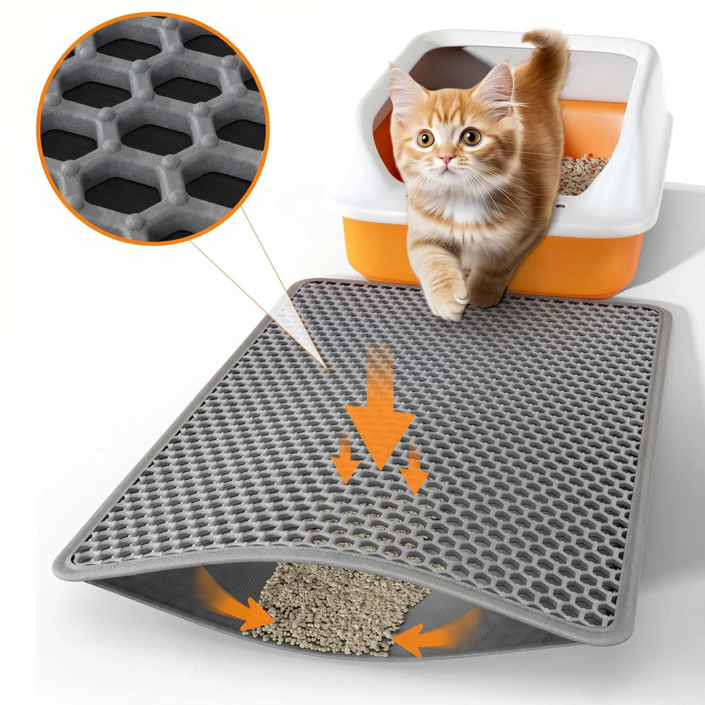 No-Mess Cat Litter Mat – Double-Layer Waterproof Trap
