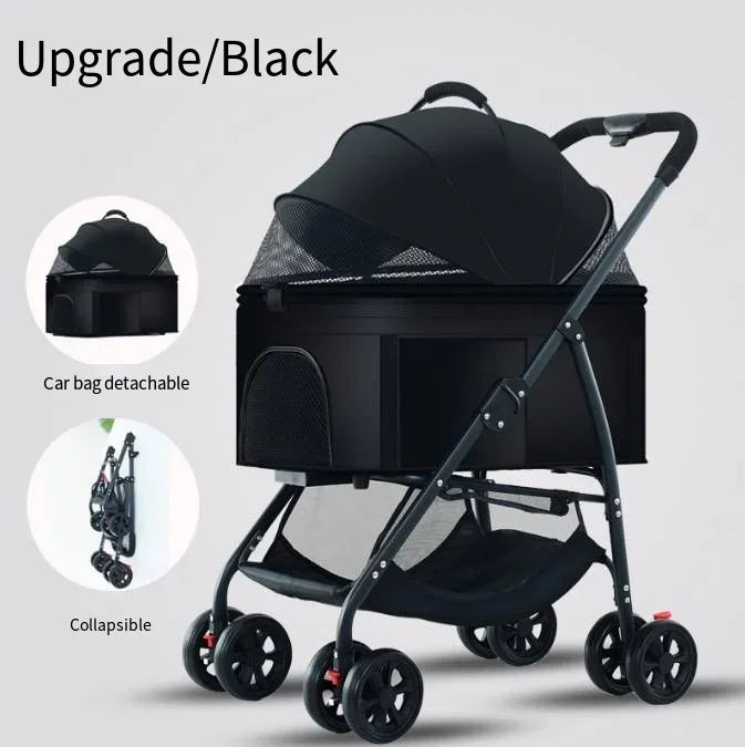 3-in-1 Foldable Pet Stroller & Carrier