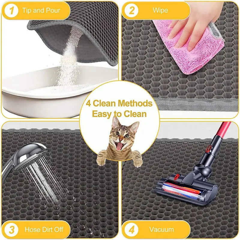 No-Mess Cat Litter Mat – Double-Layer Waterproof Trap