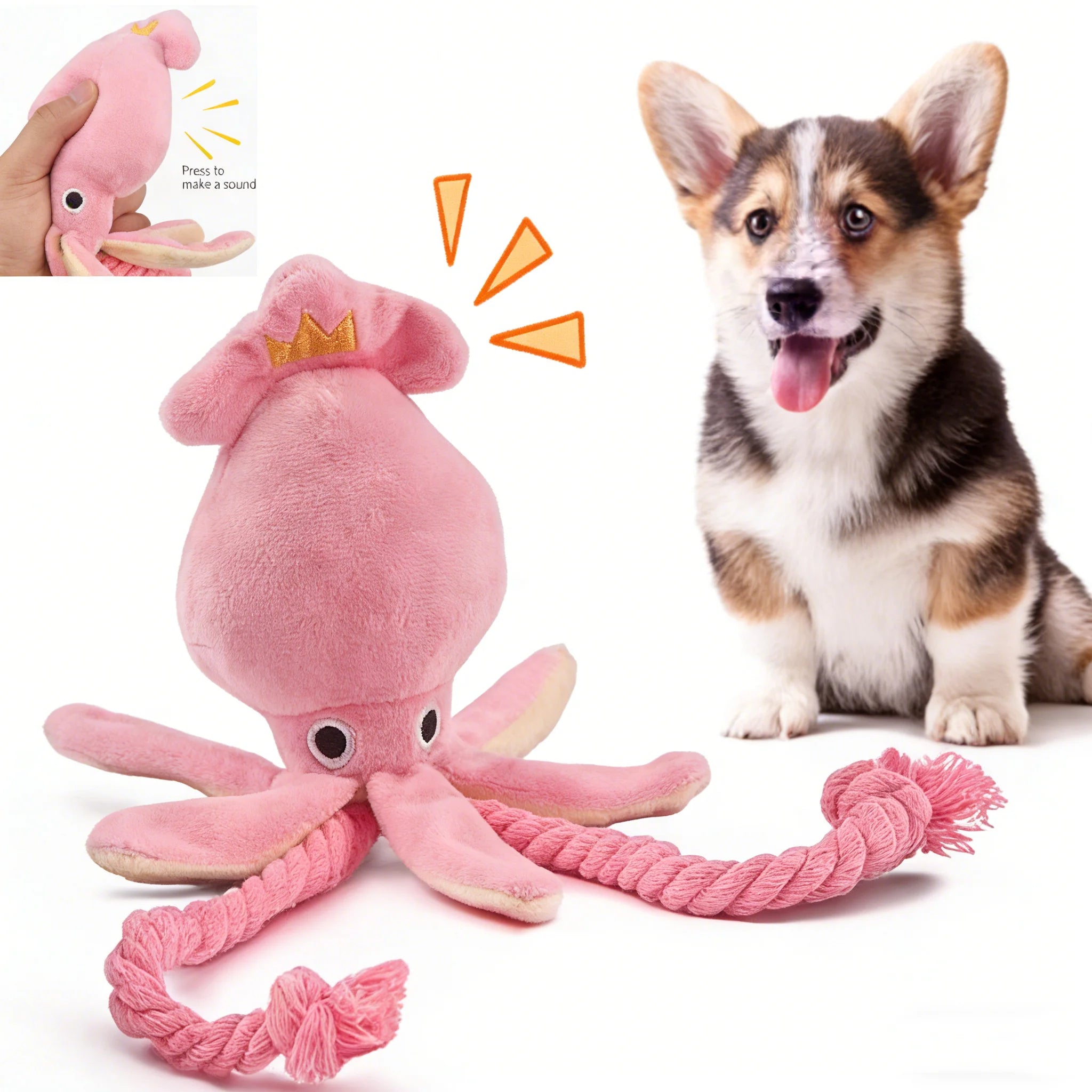 Cotton Rope Octopus Squeaky Toy