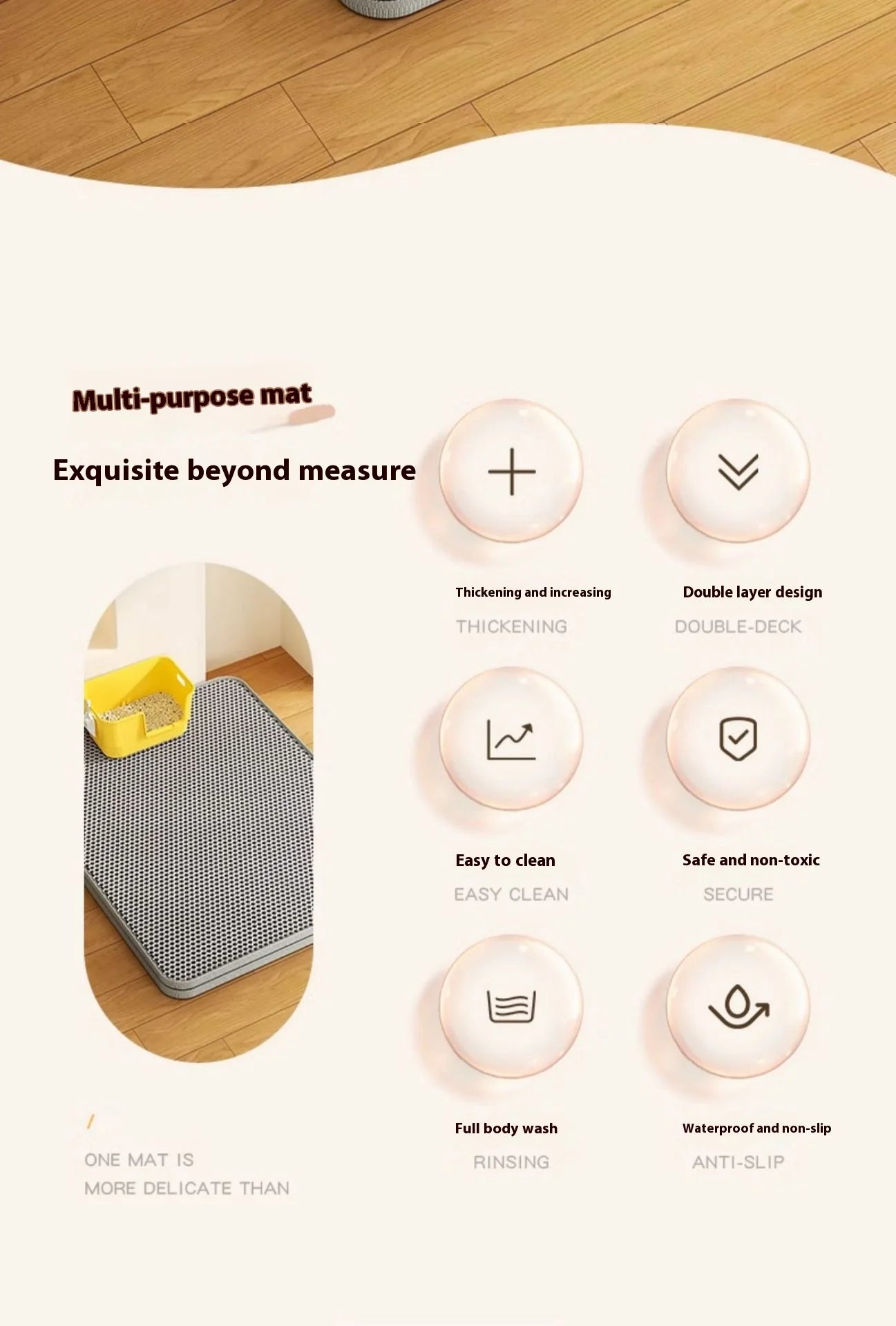 Double-Layer Cat Litter Mat with Sand Trap