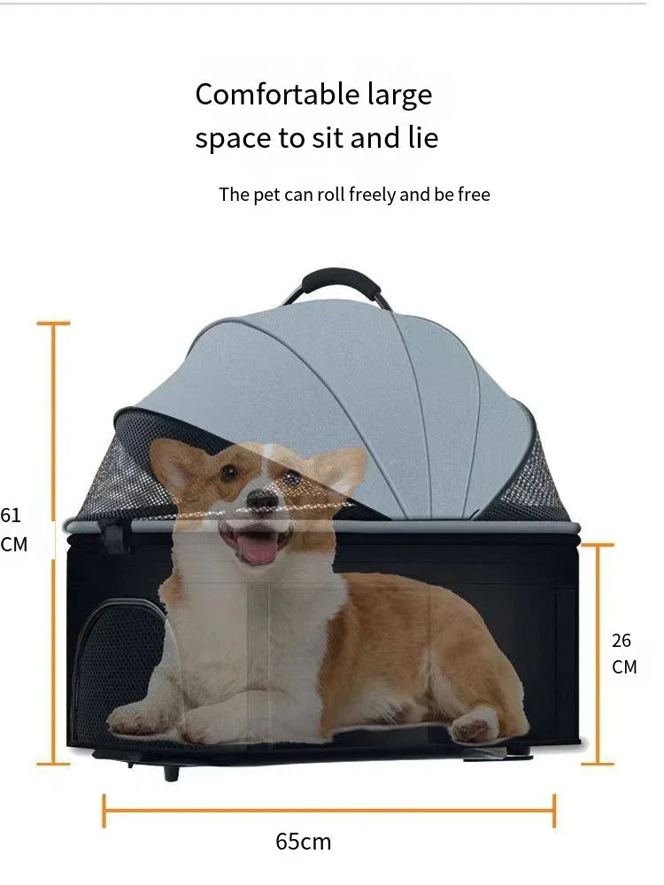 3-in-1 Foldable Pet Stroller & Carrier