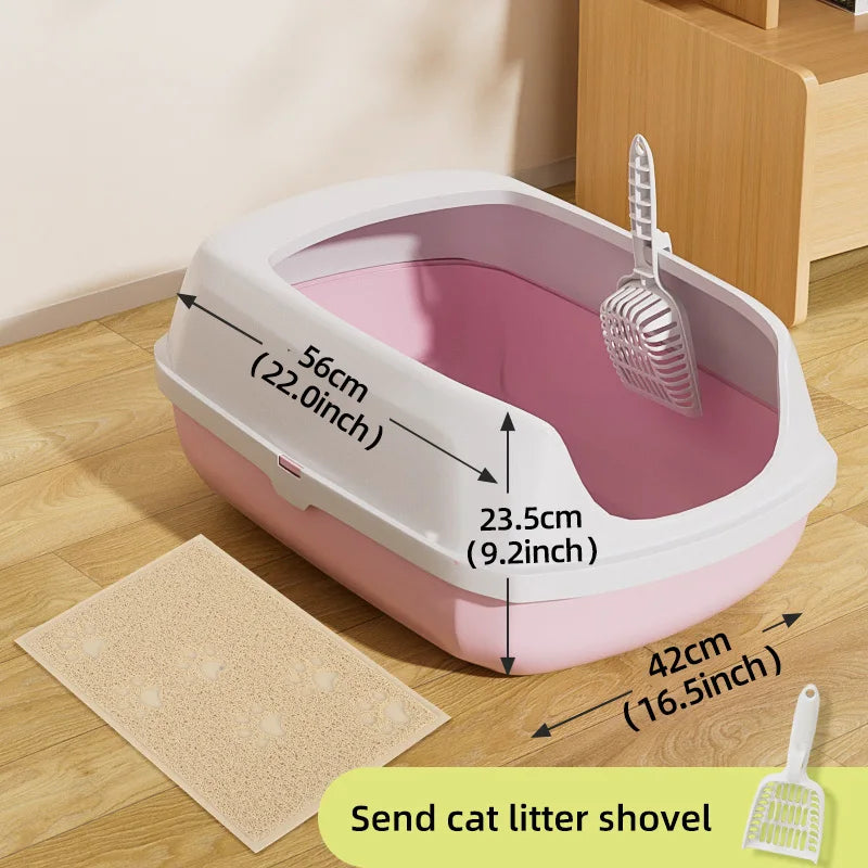 Large Semi-Enclosed Cat Litter Box – Open & Easy Access