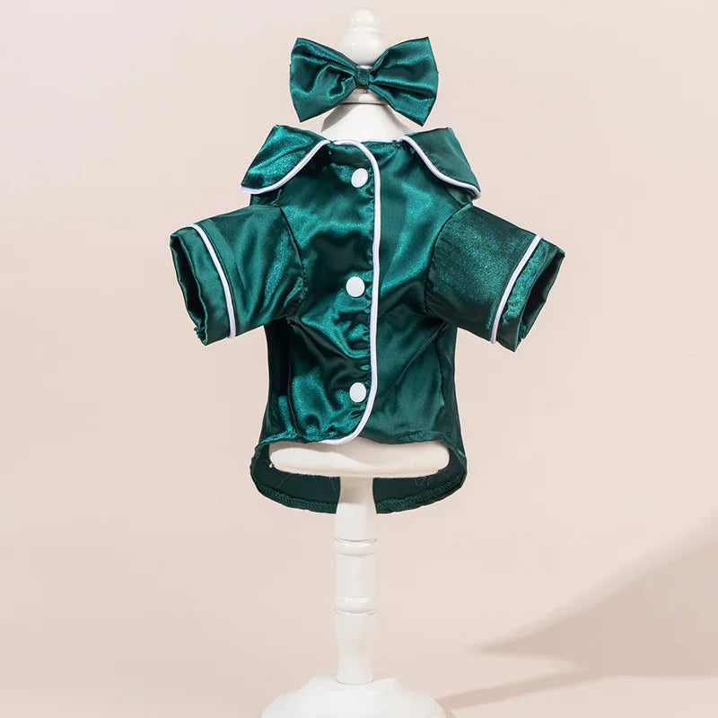Pet Pajama Set with Flower Headband