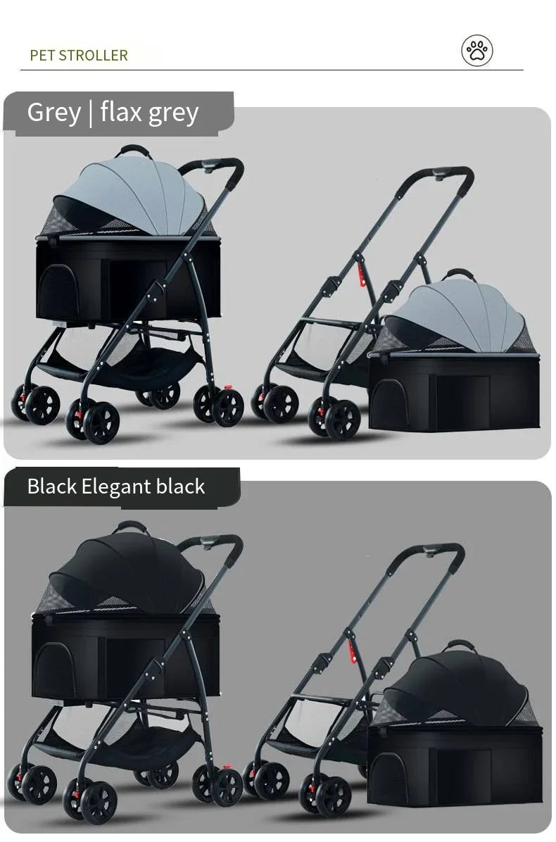 3-in-1 Foldable Pet Stroller & Carrier
