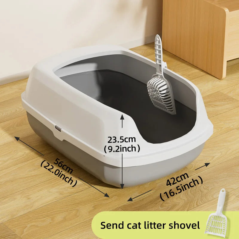Large Semi-Enclosed Cat Litter Box – Open & Easy Access