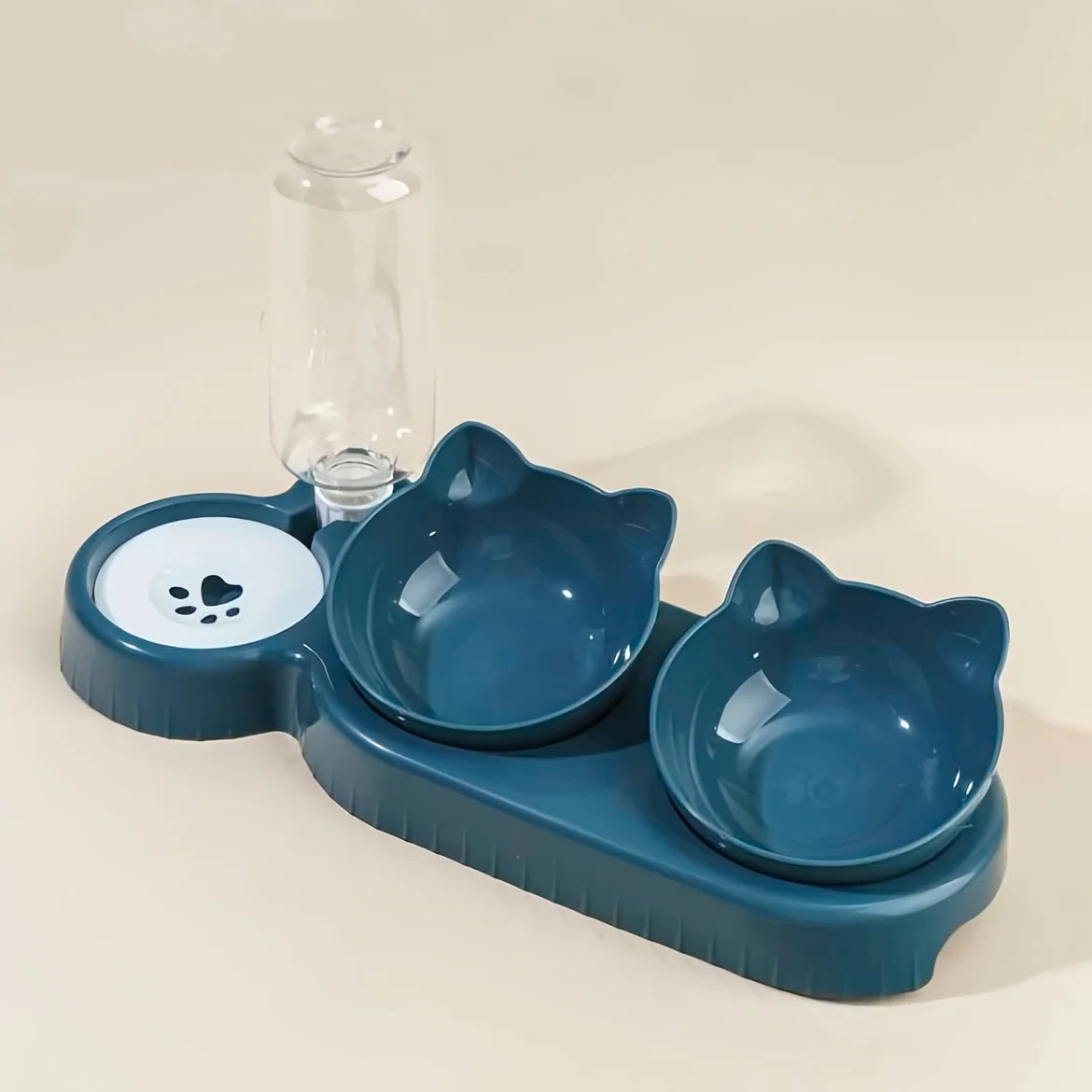Tilted Cat Bowl Set with Gravity Water Bottle