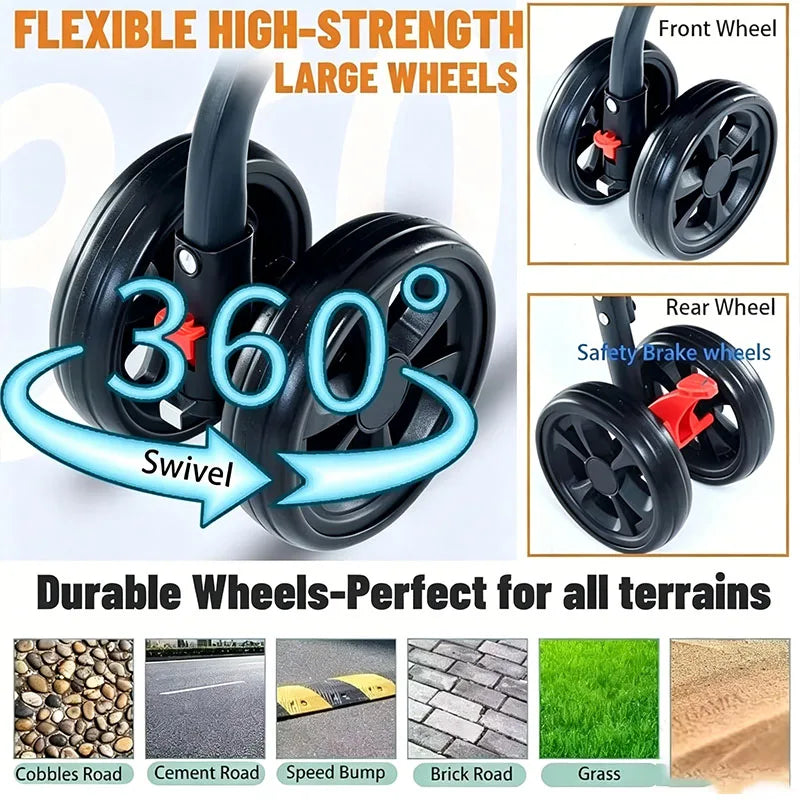 3-in-1 Foldable Pet Stroller & Carrier