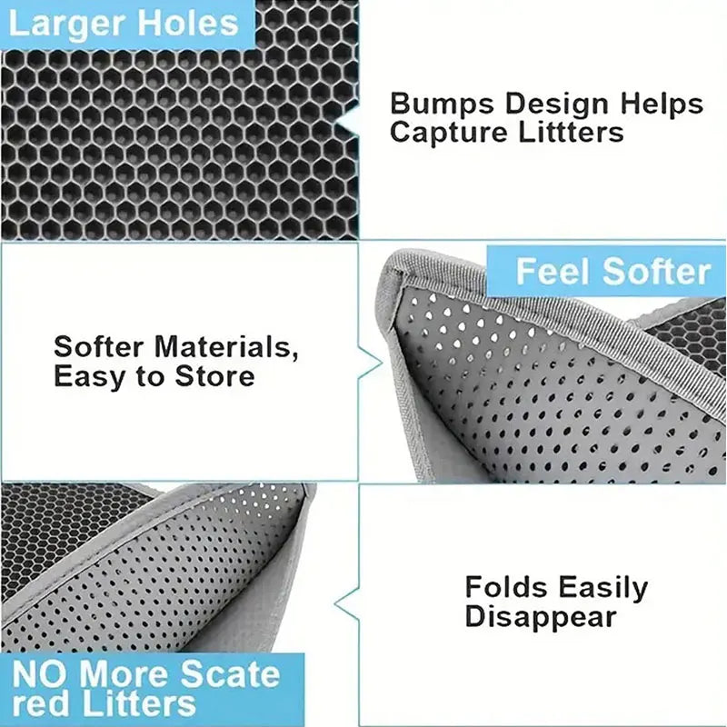 No-Mess Cat Litter Mat – Double-Layer Waterproof Trap