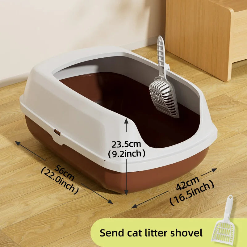 Large Semi-Enclosed Cat Litter Box – Open & Easy Access