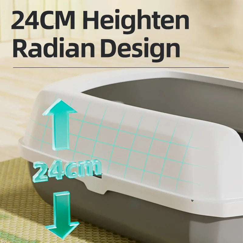 Large Semi-Enclosed Cat Litter Box – Open & Easy Access
