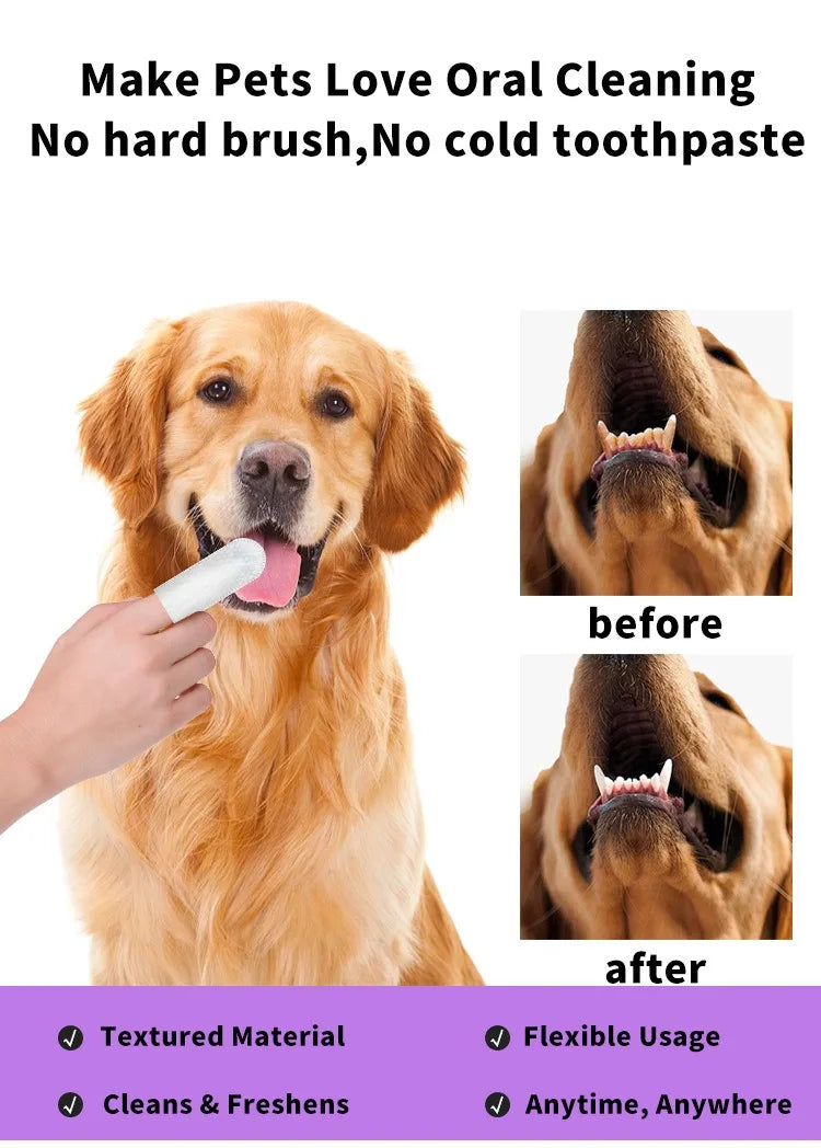 Disposable Pet Finger Toothbrush Wipes