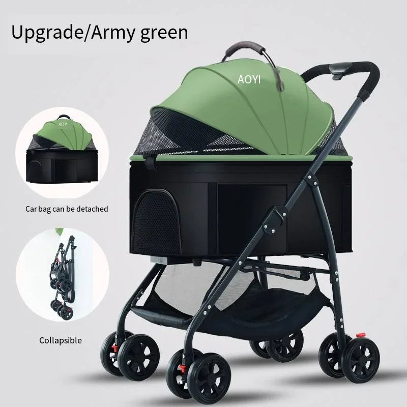 3-in-1 Foldable Pet Stroller & Carrier