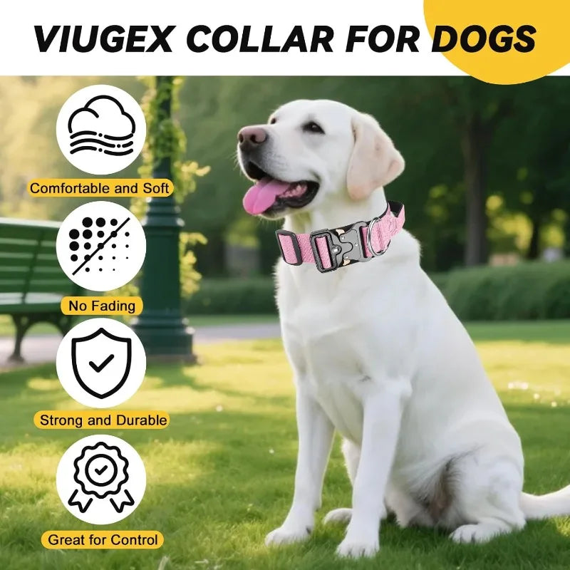 Heavy-Duty Wide Dog Collar with Quick-Release Buckle