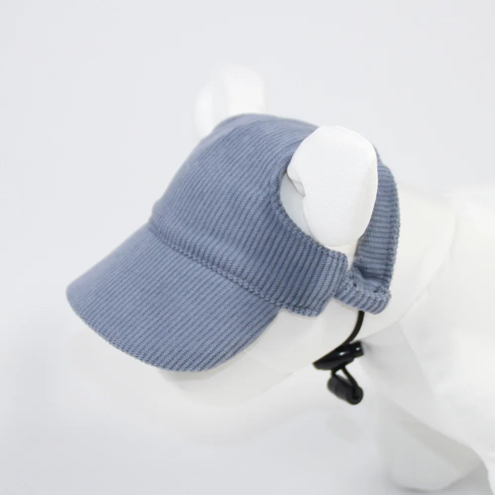 Corduroy Dog Baseball Cap – Stylish Hat with Ear Holes