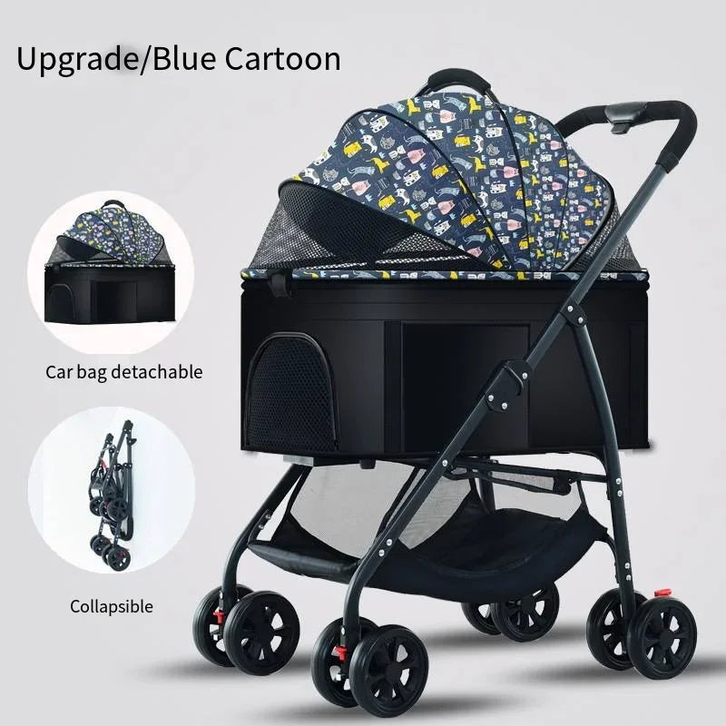 3-in-1 Foldable Pet Stroller & Carrier