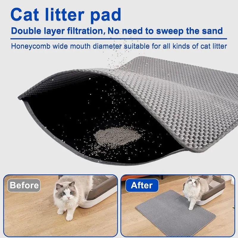 No-Mess Cat Litter Mat – Double-Layer Waterproof Trap