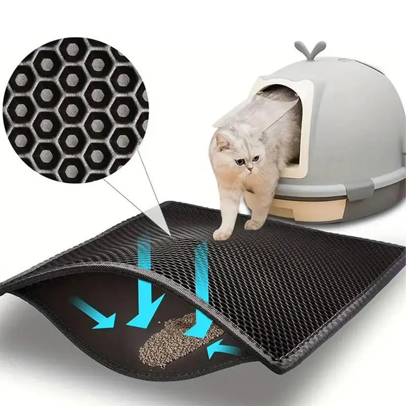 No-Mess Cat Litter Mat – Double-Layer Waterproof Trap
