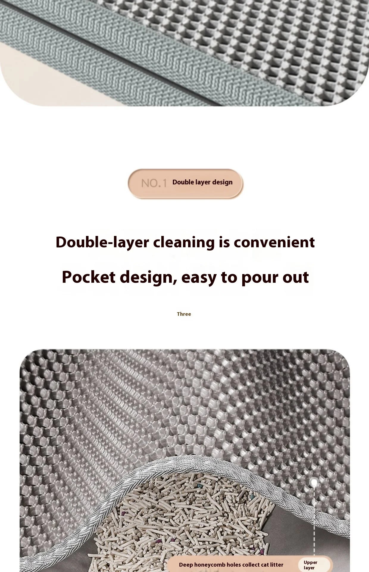 Double-Layer Cat Litter Mat with Sand Trap
